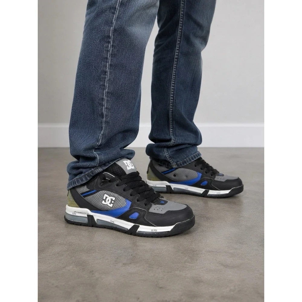 DC Shoes Impact FX Leather Skate Shoes Black Gray Blue Men's US 7.5 EU 40 Skate